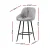 Artiss 2x Bar Stools Linen Upholstered, 60cm Counter Height Chairs with Curved Backrest, Grey & Black, Metal Legs