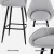 Artiss 2x Bar Stools Linen Upholstered, 60cm Counter Height Chairs with Curved Backrest, Grey & Black, Metal Legs