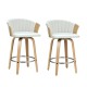 Artiss Ricardo Bar Stools - Bentwood, PU Leather, 360° Swivel, 66cm Seat Height, Set of 2, White, 150kg Capacity