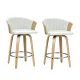 Artiss Ricardo Bar Stools - Bentwood, PU Leather, 360° Swivel, 66cm Seat Height, Set of 2, White, 150kg Capacity
