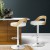 Artiss Publia Bar Stools, PU Leather, Adjustable Height, White, 42.5x46x75.5-95.5cm, Elegant Wood Grain Finish