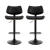 Artiss Quilla 2x Bar Stools Black PU Leather, Bentwood, Gas Lift, Swivel Kitchen Dining Chairs, 56-78cm Adjustable