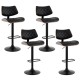 Artiss Quilla 4x Bar Stools Black PU Leather & Bentwood, Adjustable Gas Lift, 360° Swivel, Kitchen Dining Chairs