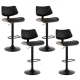 Artiss Quilla 4x Bar Stools Black PU Leather & Bentwood, Adjustable Height, Swivel Kitchen Dining Chairs 93–115cm