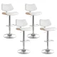 Artiss Quilla 4x Bar Stools White PU Leather & Bentwood, Gas Lift Swivel Kitchen Dining Chairs 56.5-78.5cm