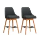 Artiss 2x Bar Stools - Charcoal Swivel Seat, Faux Linen, Plywood Frame, Steel Footrest, 65cm Height, 150kg Capacity