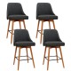 Artiss Set of 4 Bar Stools Swivel Seat Charcoal Wooden Frame with Faux Linen and Padded Backrest, Metal Footrest Artiss Set of 4 Bar Stools Swivel Seat Charcoal Wooden Frame with Faux Linen and Padded Backrest, Metal Footrest