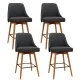 Artiss Set of 4 Bar Stools Swivel Seat Charcoal Wooden Frame with Faux Linen and Padded Backrest, Metal Footrest