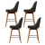Artiss Set of 4 Bar Stools Swivel Seat Charcoal Wooden Frame with Faux Linen and Padded Backrest, Metal Footrest