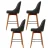 Artiss Set of 4 Bar Stools Swivel Seat Charcoal Wooden Frame with Faux Linen and Padded Backrest, Metal Footrest