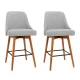 Artiss 2x Swivel Bar Stools - Grey Faux Linen, Wooden Plywood Frame, 65cm Seat Height, Anti-Slip Feet, 150kg Capacity
