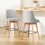 Artiss 2x Swivel Bar Stools - Grey Faux Linen, Wooden Plywood Frame, 65cm Seat Height, Anti-Slip Feet, 150kg Capacity