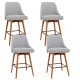 Artiss Set of 4 Swivel Bar Stools Grey Wooden Frame with Faux Linen Seat, Padded Backrest and Metal Footrest Artiss Set of 4 Swivel Bar Stools Grey Wooden Frame with Faux Linen Seat, Padded Backrest and Metal Footrest