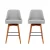 Artiss 2x Bar Stools Grey - Plywood Frame, Faux Linen Seat, Metal Footrest, 66cm Height, Anti-Slip Protectors