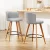 Artiss 2x Bar Stools Grey - Plywood Frame, Faux Linen Seat, Metal Footrest, 66cm Height, Anti-Slip Protectors