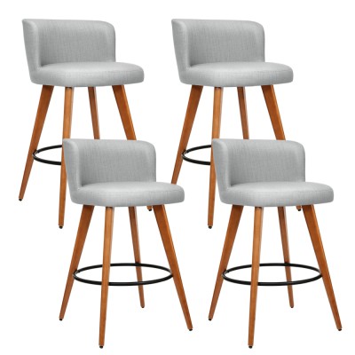 Artiss Set of 4 Bar Stools Linen Padded Wooden Frame 66cm Light Grey Faux Linen Seat, Steel Footrest, 150kg Capacity Artiss Set of 4 Bar Stools Linen Padded Wooden Frame 66cm Light Grey Faux Linen Seat, Steel Footrest, 150kg Capacity