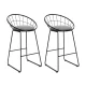 Artiss 2x Bar Stools - Black Faux Linen, Powder-Coated Steel, 65cm Seat Height, Padded Comfort, Modern Design
