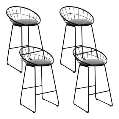 Artiss 4x Bar Stools with Faux-Linen Padded Seats, 65cm Height, Powder-Coated Steel Frame, Black, Anti-Slip Protectors Artiss 4x Bar Stools with Faux-Linen Padded Seats, 65cm Height, Powder-Coated Steel Frame, Black, Anti-Slip Protectors