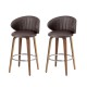 Set of 2 Artiss Bar Stools Dining Chairs PU Leather Walnut Wood 65cm Padded Seat Ergonomic Backrest Brown