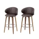 Set of 2 Artiss Bar Stools Dining Chairs PU Leather Walnut Wood 65cm Padded Seat Ergonomic Backrest Brown