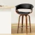 Artiss Swivel Bar Stools - PU Leather Seat, Walnut Bentwood Frame, 360° Rotation, Padded Armrest, 65cm Height, Anti-Slip