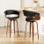 Artiss 2x Swivel Bar Stools - PU Leather Seat, Bentwood Frame, 65cm Height, Anti-Slip, 360° Rotation, Walnut Finish