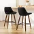 Artiss Set of 2 Bar Stools 68cm Black PU Leather Seat Solid Bentwood Legs Steel Footrest Diamond Backrest