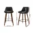 Artiss Set of 2 Bar Stools 68cm Black PU Leather Seat Solid Bentwood Legs Steel Footrest Diamond Backrest