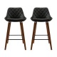 Artiss Set of 2 Bar Stools 68cm Black PU Leather Seat Solid Bentwood Legs Steel Footrest Diamond Backrest Artiss Set of 2 Bar Stools 68cm Black PU Leather Seat Solid Bentwood Legs Steel Footrest Diamond Backrest