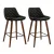 Artiss Set of 2 Bar Stools 68cm Black PU Leather Seat Solid Bentwood Legs Steel Footrest Diamond Backrest