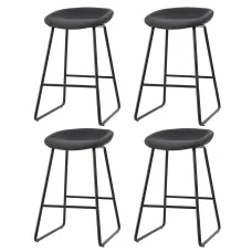 Artiss Ludovic 4x Bar Stools PU Leather Kitchen Dining Chairs, Metal Frame, Footrest, 65cm Seat Height, Black