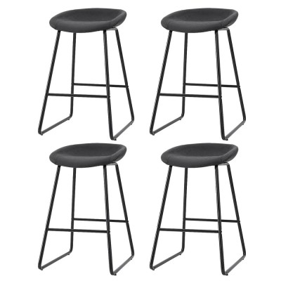Artiss Ludovic 4x Bar Stools PU Leather Kitchen Dining Chairs, Metal Frame, Footrest, 65cm Seat Height, Black