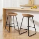 Artiss 2x Ludovic Bar Stools Brown PU Leather Kitchen Counter Chairs with Metal Frame and Footrest, 65cm Seat