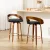 Artiss 2x Swivel Bar Stools with Curving Backrest - Walnut Wood, Black PU Leather Seat, Chrome Footrest, 80cm Height