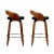 Artiss 2x Swivel Bar Stools with Curving Backrest - Walnut Wood, Black PU Leather Seat, Chrome Footrest, 80cm Height