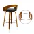 Artiss 2x Swivel Bar Stools with Curving Backrest - Walnut Wood, Black PU Leather Seat, Chrome Footrest, 80cm Height