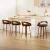 Artiss 4x Walnut Wood Swivel Bar Stools with Black PU Leather Seat, Curved Backrest, Chrome Footrest, 80cm Height