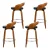 Artiss 4x Walnut Wood Swivel Bar Stools with Black PU Leather Seat, Curved Backrest, Chrome Footrest, 80cm Height