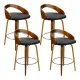 Artiss 4x Walnut Wood Swivel Bar Stools with Black PU Leather Seat, Curved Backrest, Chrome Footrest, 80cm Height