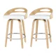 Artiss 2x Swivel Bar Stools White PU Leather, Plywood, Low Back, 64cm Seat, Counter Chairs, Chrome Footrest