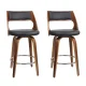 Artiss 2x 65cm Swivel Bar Stools - Walnut Wood, PU Leather, Chrome Footrest, Anti-Slip Feet, Stylish Modern Design