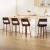 Artiss 4x 65cm Swivel Bar Stools Bentwood Walnut PU Leather Seat with Backrest and Chrome Footrest Black