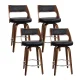 Artiss Set of 4 Bar Stools 76cm Swivel PU Leather Chairs with Solid Wood Legs, Chrome Footrest, Black, Padded