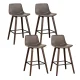 Artiss Bar Stools Set of 4, Vintage PU Leather, Solid Wood, Walnut Finish, 48.5x48.5x88cm, Stylish Home Café Seating