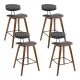 Artiss 4x Bentwood Bar Stools - Walnut Finish, PU Leather Padded Seat, Solid Wood Frame, Anti-Slip Feet, 87cm Height