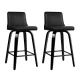 Artiss Swivel Bar Stools - Black PU Leather, Solid Plywood Frame, 360° Swivel, 92cm Height, Set of 2 with Footrest