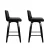 Artiss Swivel Bar Stools - Black PU Leather, Solid Plywood Frame, 360° Swivel, 92cm Height, Set of 2 with Footrest