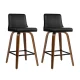 Artiss 2x Bar Stools - Swivel 360° Leather Padded Seat, Wooden Frame, Chrome Footrest, Anti-Slip Feet, 87cm Height