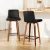 Artiss 2x Bar Stools - Swivel 360° Leather Padded Seat, Wooden Frame, Chrome Footrest, Anti-Slip Feet, 87cm Height