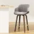 Artiss Swivel Bar Stools - Velvet Padded, Solid Wood, 360° Rotatable, Chrome Footrest, Anti-Slip, 96cm Height, Grey